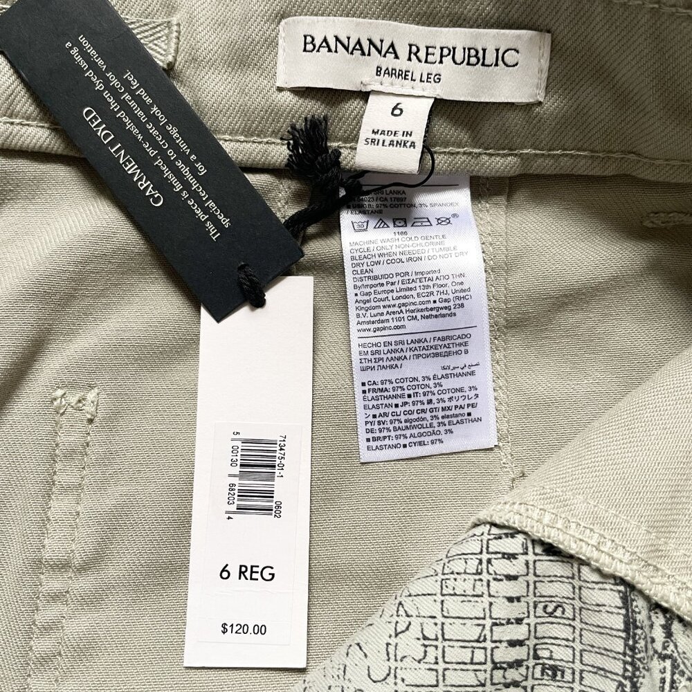Banana Republic Weekender Slim Barrel Leg Pant Green Tea Size 6 Regular NEW NWT - Picture 6 of 9